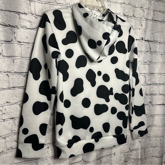 Dalmatian Dog Cow Print Drawstring Hoodies Pullover Sweatshirts Long Sleeve SM - Picture 8 of 11